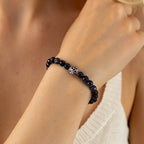 Sapphire Core 925 Sterling Silver Bracelet 6mm Faceted Natural Sapphire 925 Silver Knot Cover Master 33 Energy Code | Royal Wisdom Talisman
