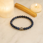 Sapphire Core 925 Sterling Silver Bracelet 6mm Faceted Natural Sapphire 925 Silver Knot Cover Master 33 Energy Code | Royal Wisdom Talisman