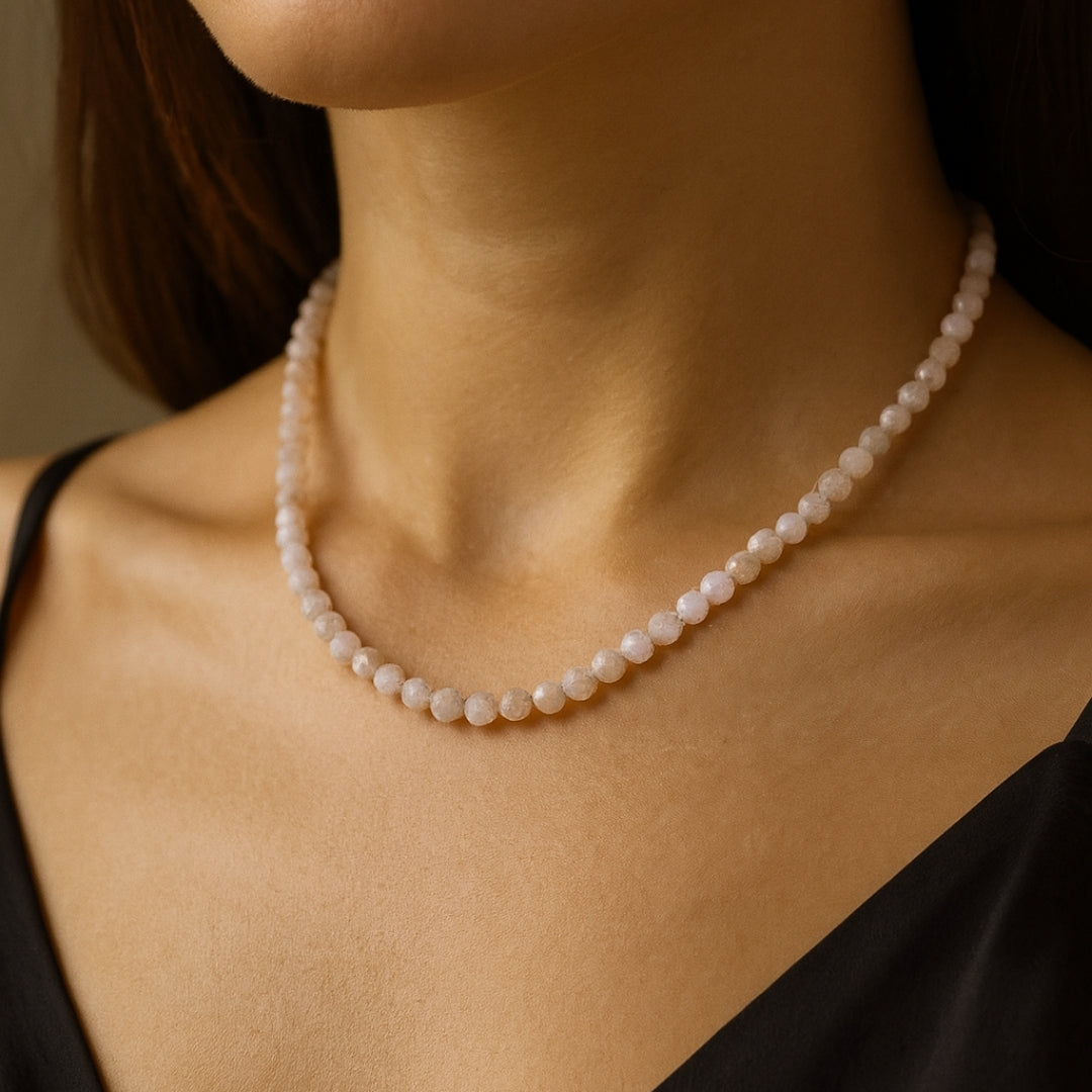 Morganite Radiance Necklace | 5mm Faceted Morganite | Gold Accents