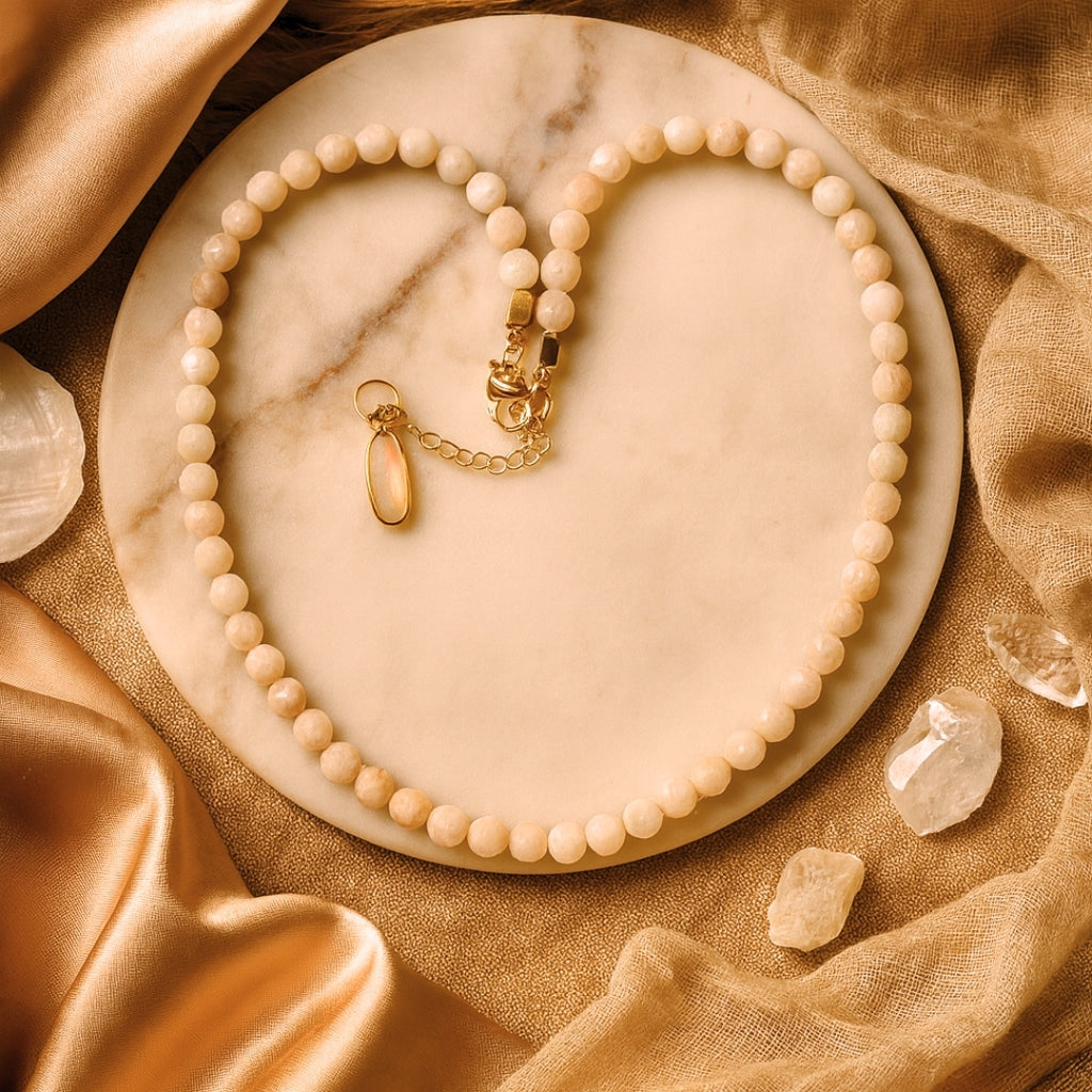 Morganite Radiance Necklace | 5mm Faceted Morganite | Gold Accents