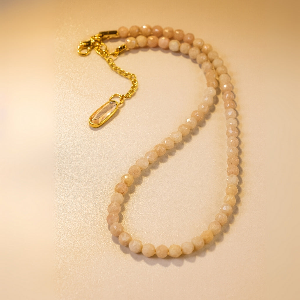 Morganite Radiance Necklace | 5mm Faceted Morganite | Gold Accents