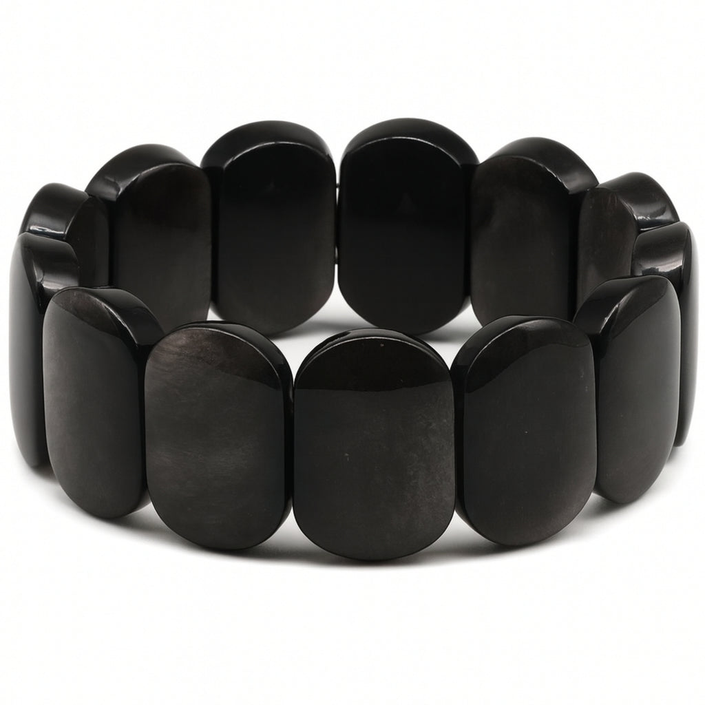 Silver Obsidian Bracelet | 16x24mm Premium Cut
