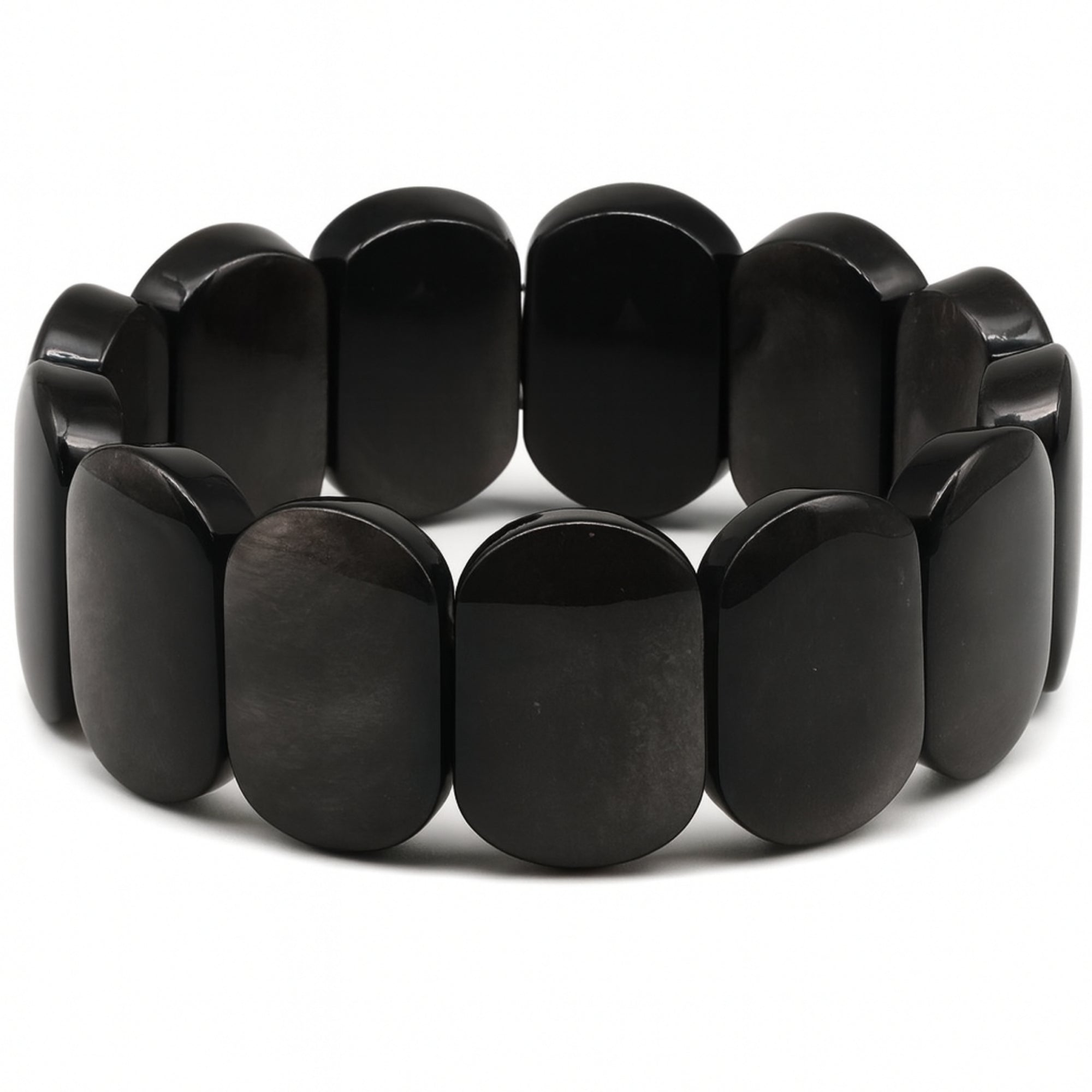 Silver Obsidian Bracelet | 16x24mm Premium Cut