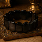 Silver Obsidian Bracelet | 16x24mm Premium Cut