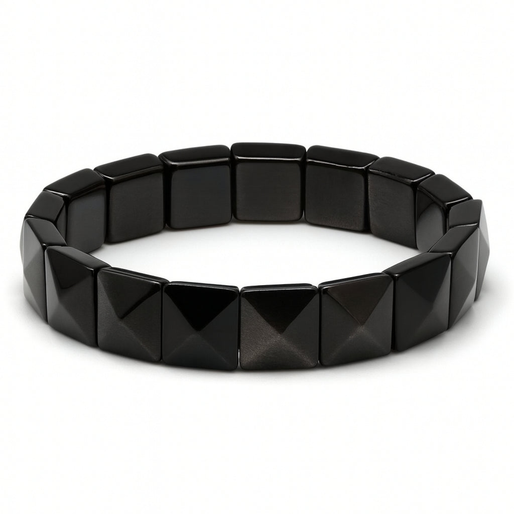 Obsidian Core Bracelet | 12x12 mm Pyramid Cut Stones