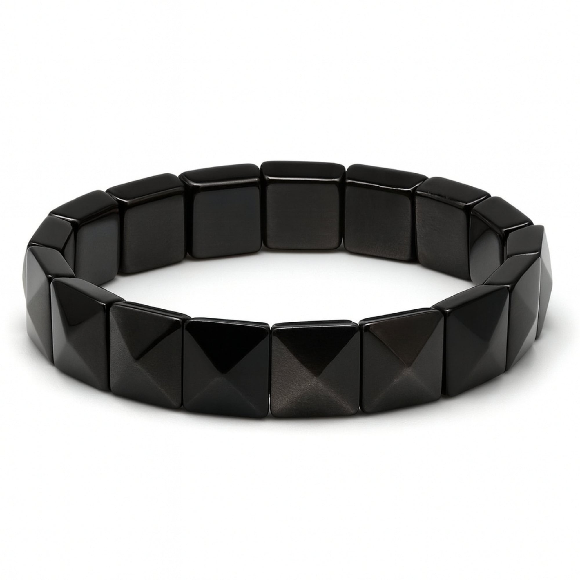 Obsidian Core Bracelet | 12x12 mm Pyramid Cut Stones