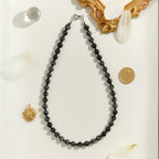 Snowflake Obsidian Necklace 925 Silver Clasp | 6mm Hand-Knotted Beads