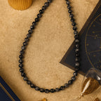 Snowflake Obsidian Necklace 925 Silver Clasp | 6mm Hand-Knotted Beads