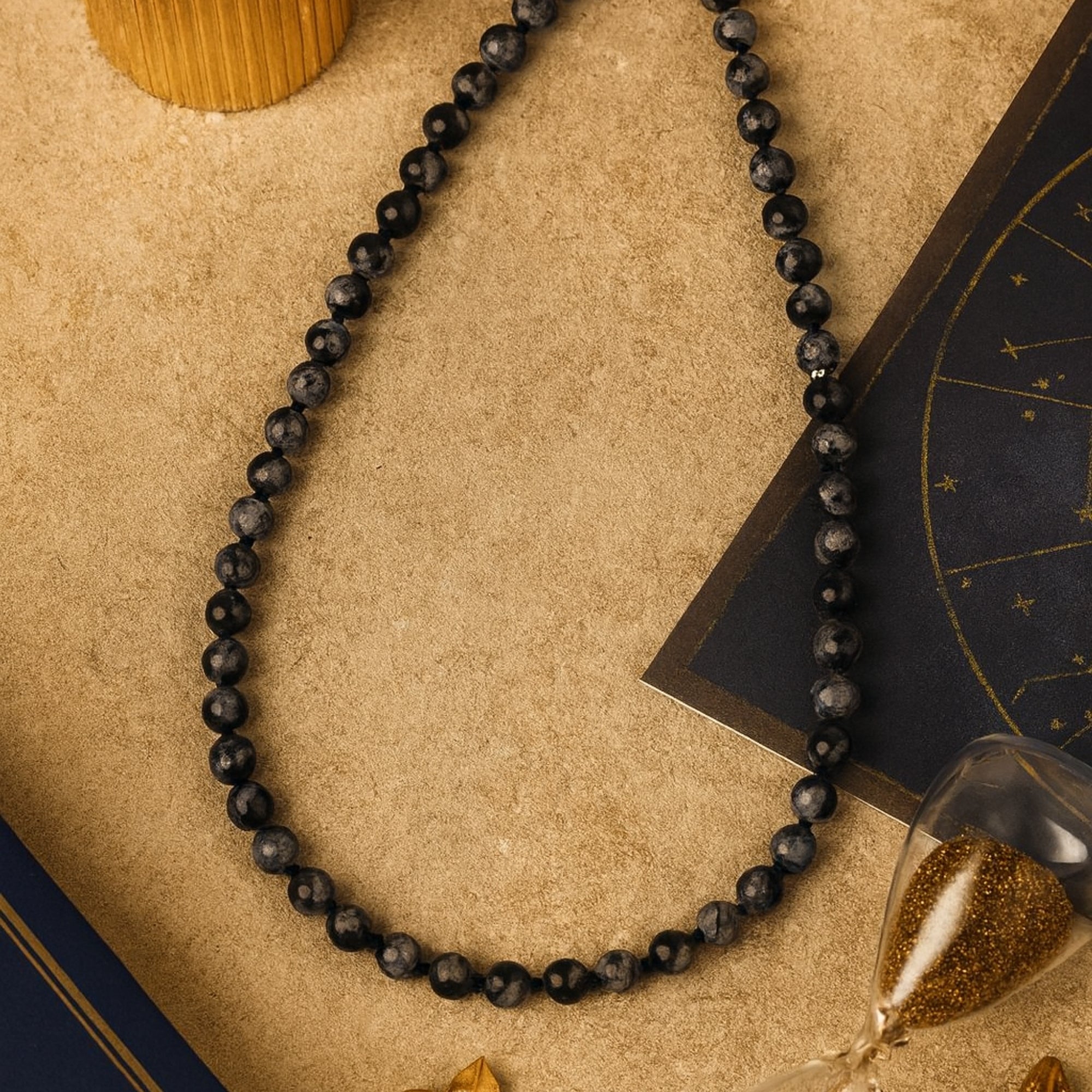 Snowflake Obsidian Necklace 925 Silver Clasp | 6mm Hand-Knotted Beads