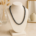 Snowflake Obsidian Necklace 925 Silver Clasp | 6mm Hand-Knotted Beads