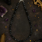 Snowflake Obsidian Necklace 925 Silver Clasp | 6mm Hand-Knotted Beads