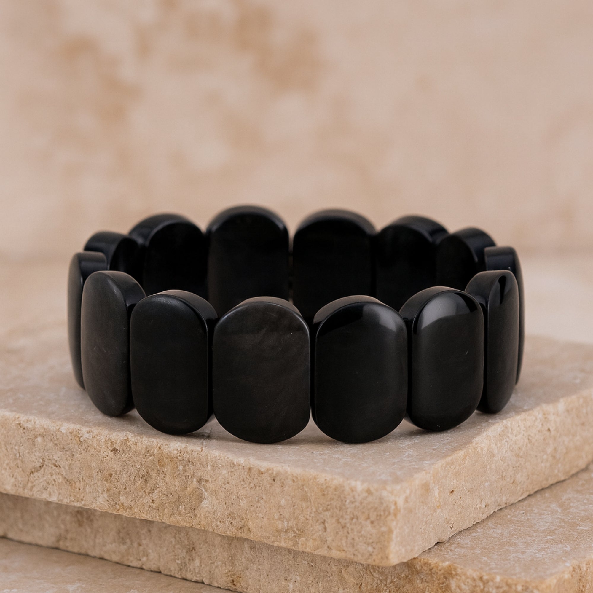 Silver Obsidian Bracelet | 16x24mm Premium Cut