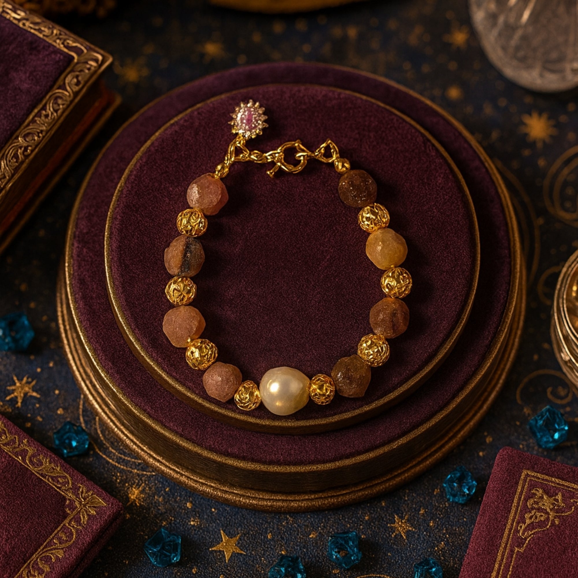 Rosé Grace Strawberry Quartz Freshwater Pearl Bracelet