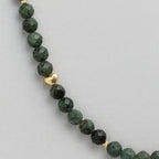 Emerald Necklace 6mm Faceted Beads with Gold Heart Charm