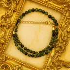 Emerald Necklace 6mm Faceted Beads with Gold Heart Charm