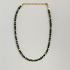 Emerald Necklace 6mm Faceted Beads with Gold Heart Charm