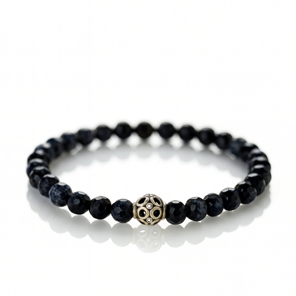 Sapphire Core 925 Sterling Silver Bracelet 6mm Faceted Natural Sapphire 925 Silver Knot Cover Master 33 Energy Code | Royal Wisdom Talisman