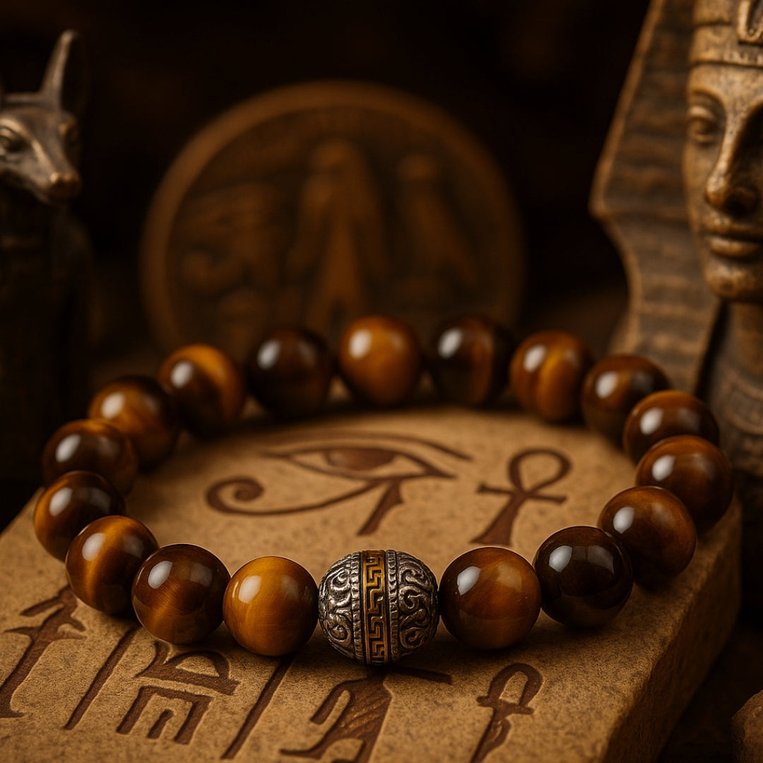 Tiger Eye Crystal Bracelet 10mm Round Protection Courage Solar Energy Strength Alquimist Seal Edition Talisman Handmade Gift for Him
