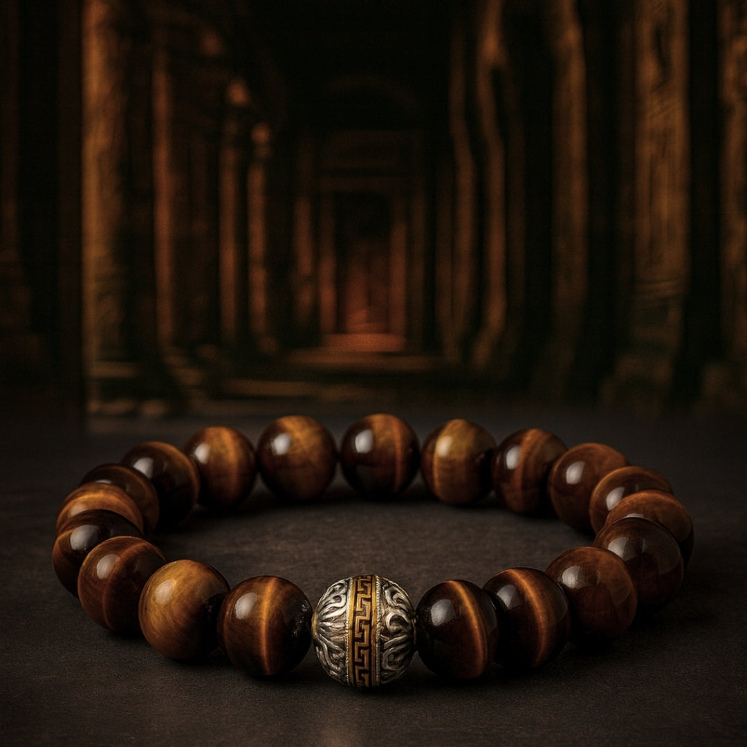Tiger Eye Crystal Bracelet 10mm Round Protection Courage Solar Energy Strength Alquimist Seal Edition Talisman Handmade Gift for Him