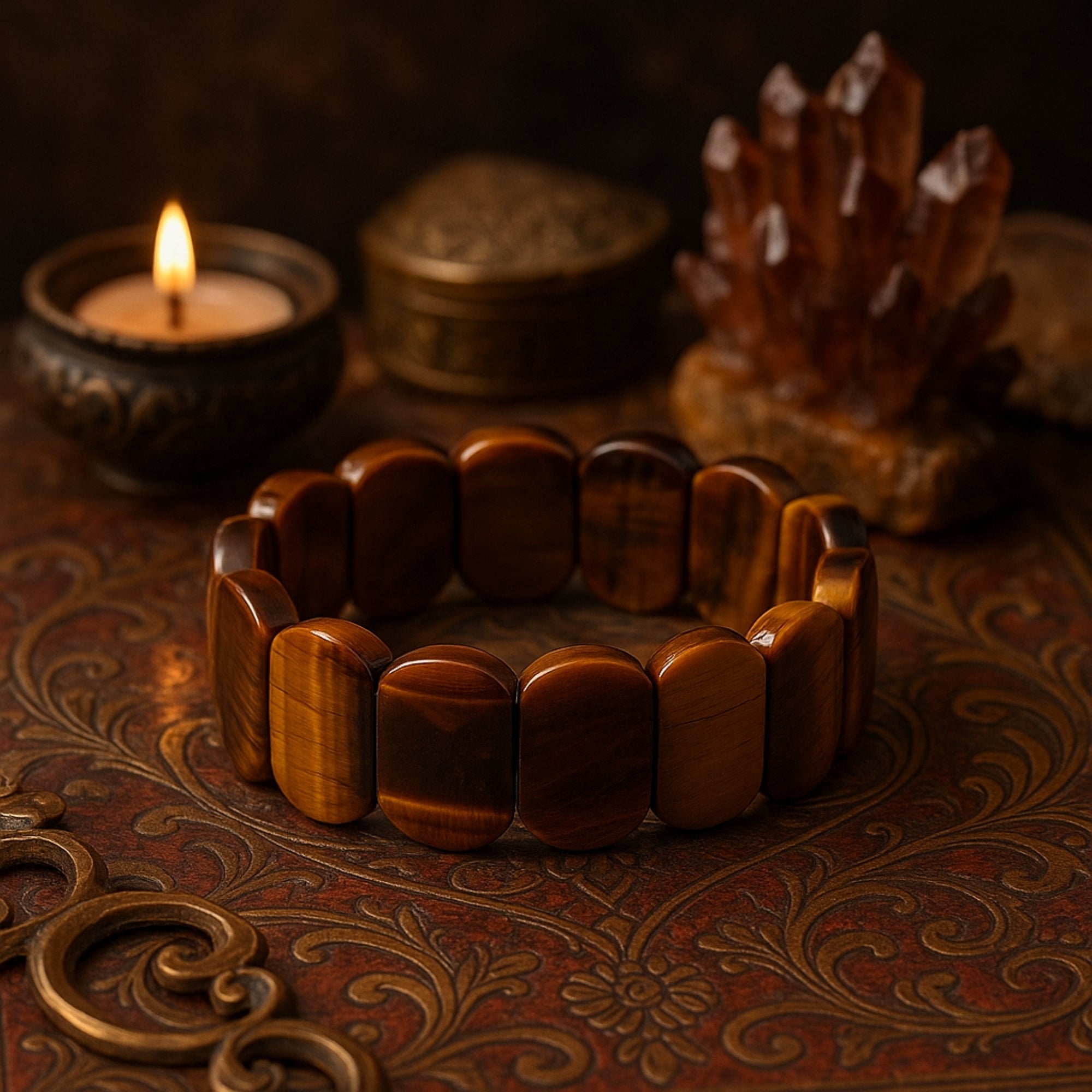 Tiger Eye Aegis Bracelet | Premium 16x24 mm Tiger Eye Jewelry