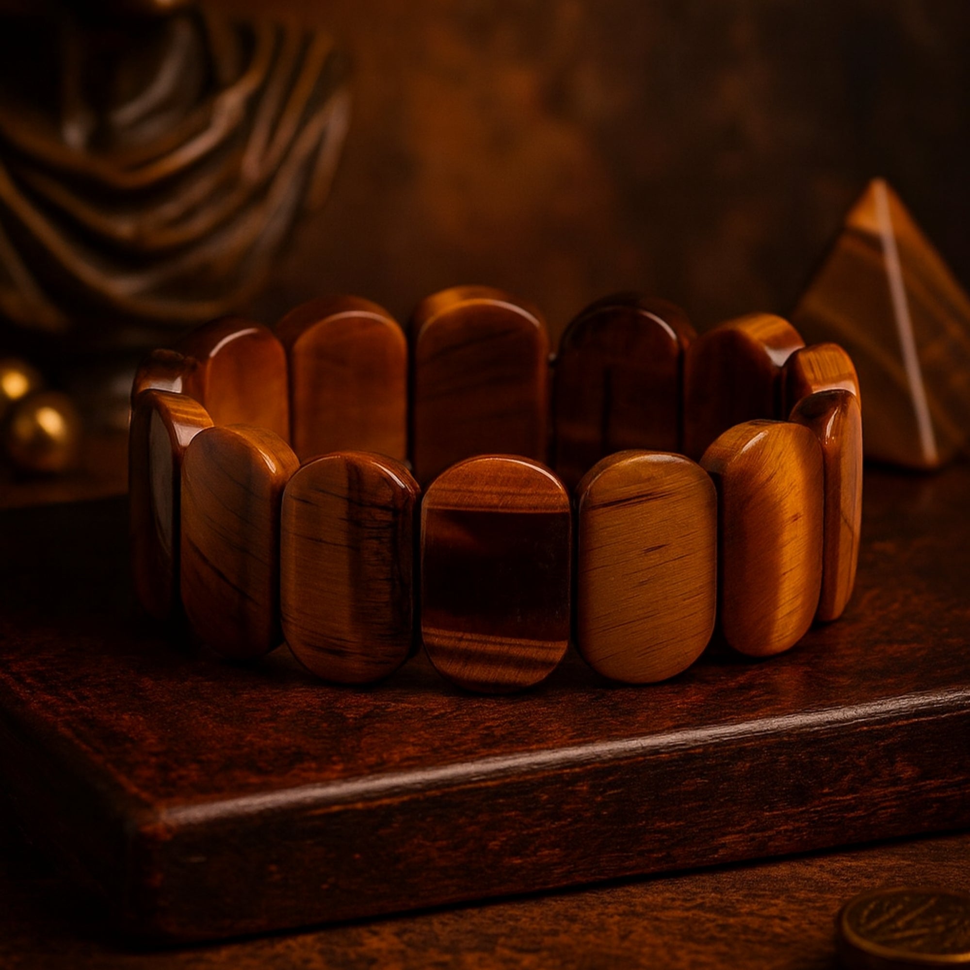Tiger Eye Aegis Bracelet | Premium 16x24 mm Tiger Eye Jewelry