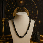 Tourmaline Shield Necklace 8mm Faceted AAA Black Tourmaline Hematite 925 Silver