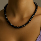 Tourmaline Shield Necklace 8mm Faceted AAA Black Tourmaline Hematite 925 Silver