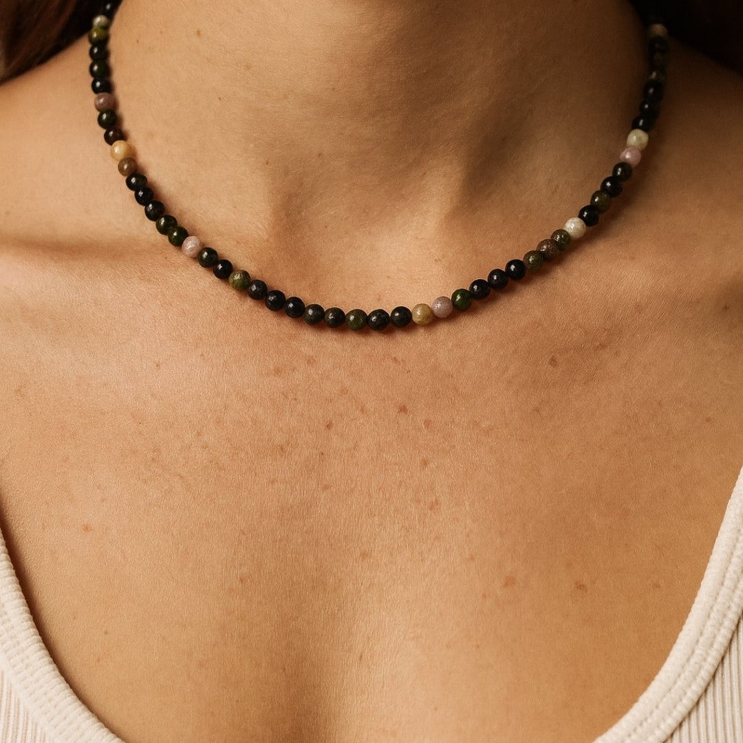 Tourmaline Spectrum Necklace | Natural Multi-Color Tourmaline Beaded Necklace |