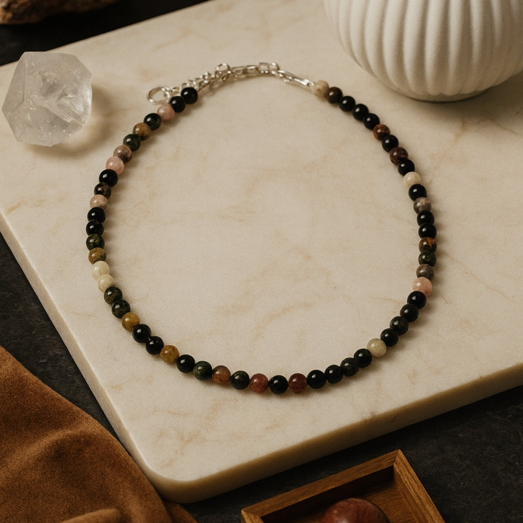 Tourmaline Spectrum Necklace | Natural Multi-Color Tourmaline Beaded Necklace |