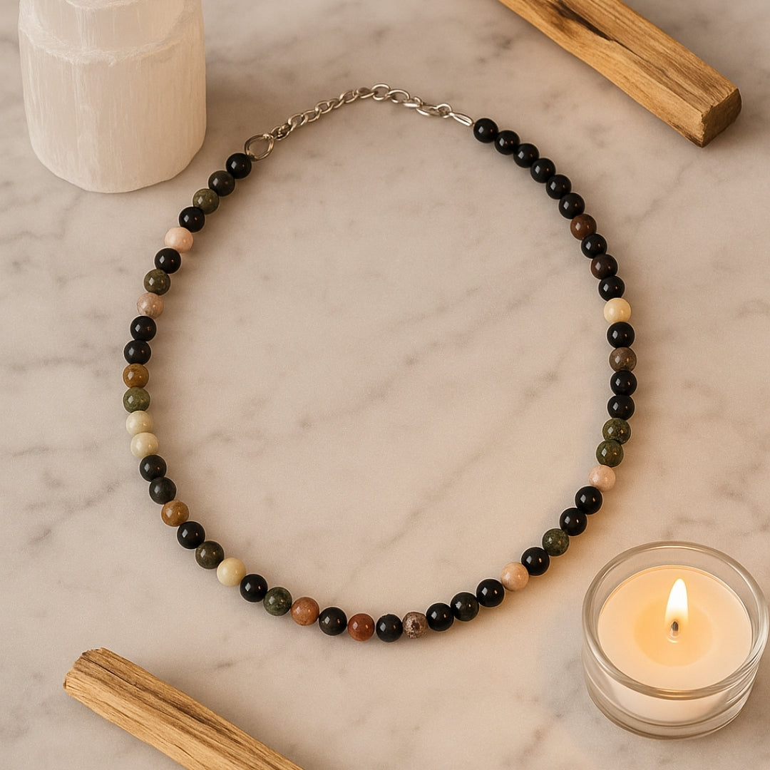 Tourmaline Spectrum Necklace | Natural Multi-Color Tourmaline Beaded Necklace |