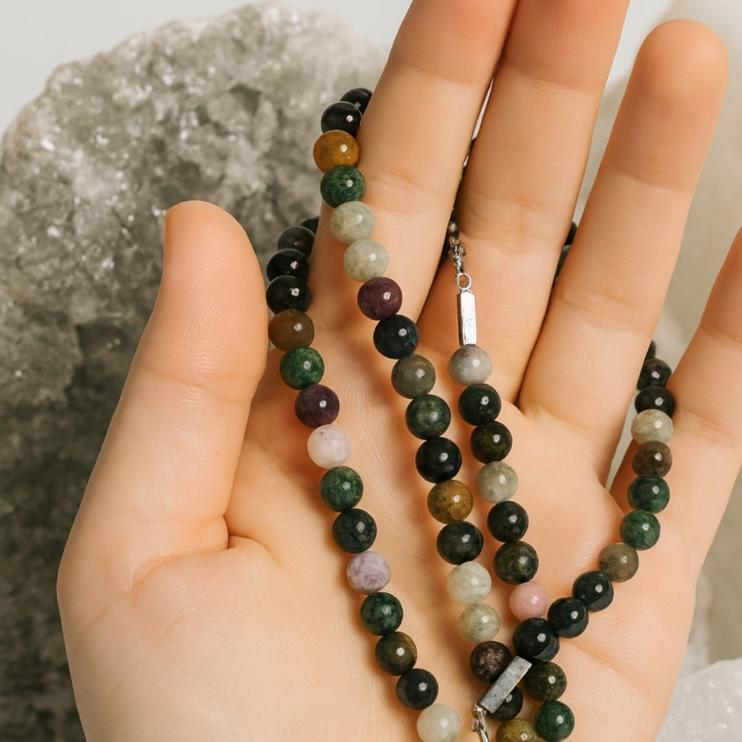 Tourmaline Spectrum Necklace | Natural Multi-Color Tourmaline Beaded Necklace |