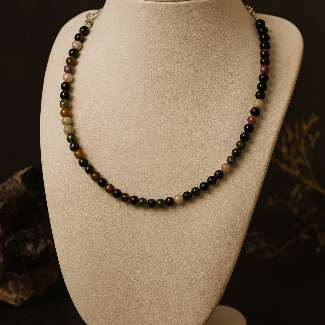 Tourmaline Spectrum Necklace | Natural Multi-Color Tourmaline Beaded Necklace |