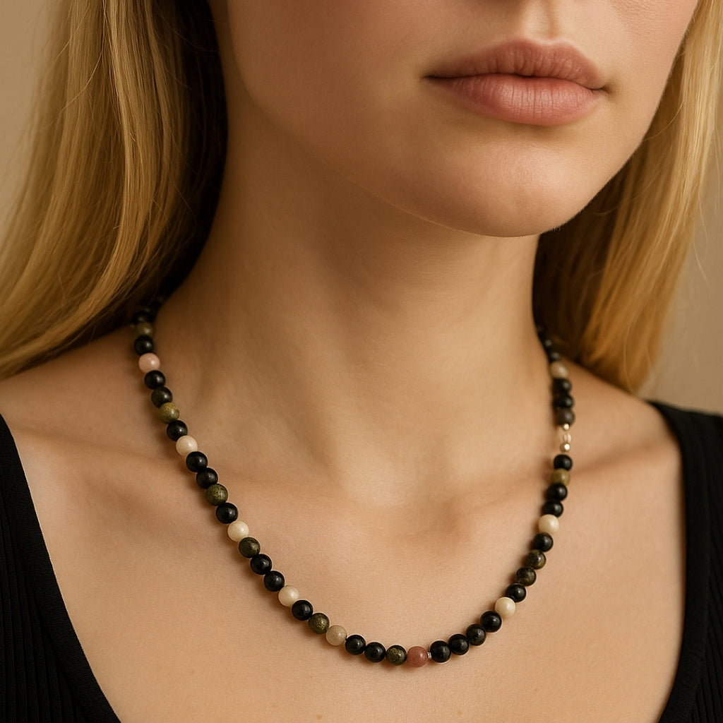 Tourmaline Spectrum Necklace | Natural Multi-Color Tourmaline Beaded Necklace |