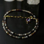 Rainbow Tourmaline Choker Dainty Necklace Gemstone Beads with Charm Handmade Gift