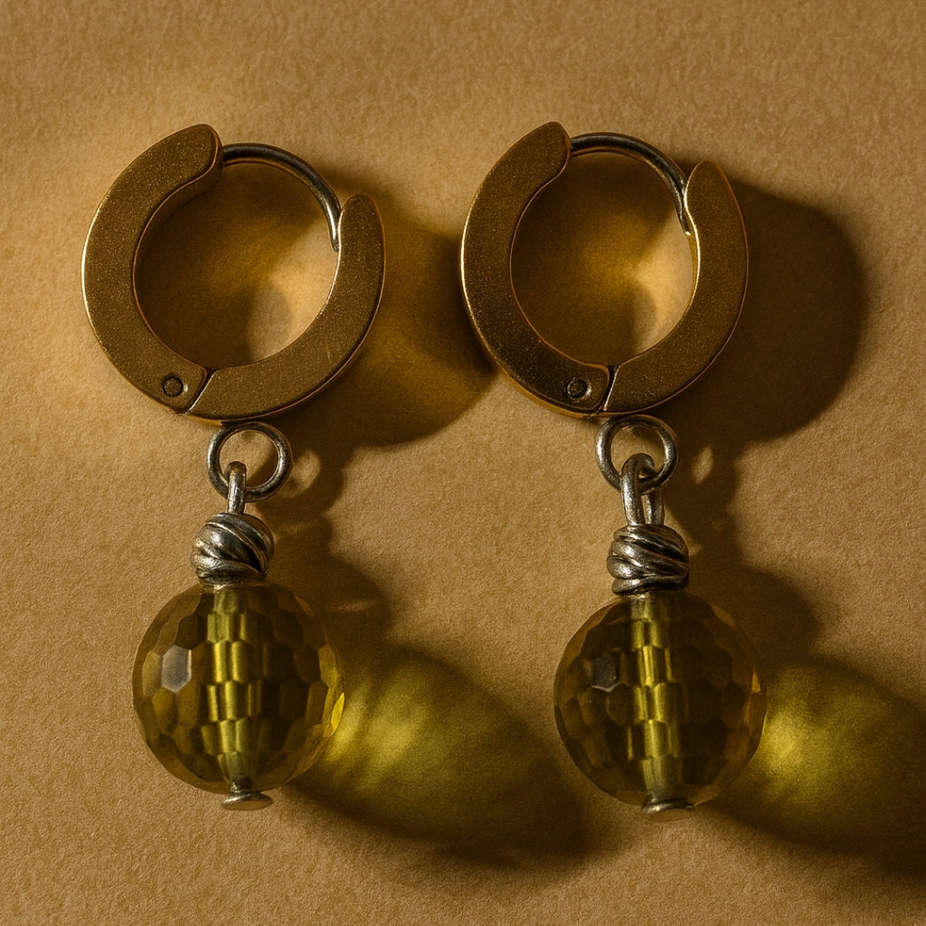 Zultanite Color Change Earrings| Stainless Steel Hoops with Faceted Diaspore Gemstone