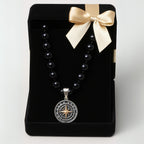 Onyx Necklace 925 Silver with Compass Pendant | Handmade Jewelry Gift
