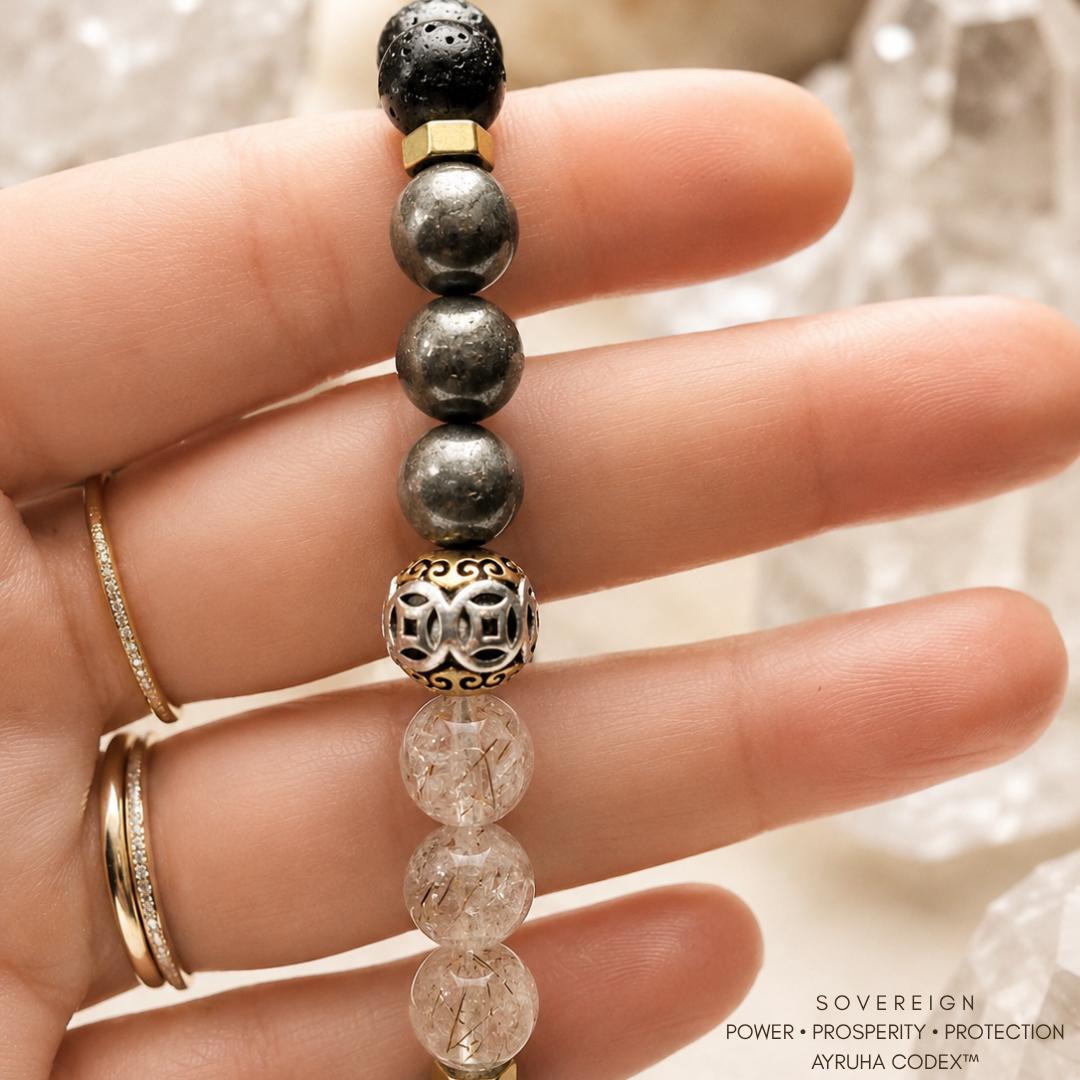 Multicolor gemstone bead bracelet held in a hand.