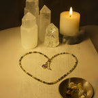 Rainbow Tourmaline Choker Dainty Necklace Gemstone Beads with Charm Handmade Gift