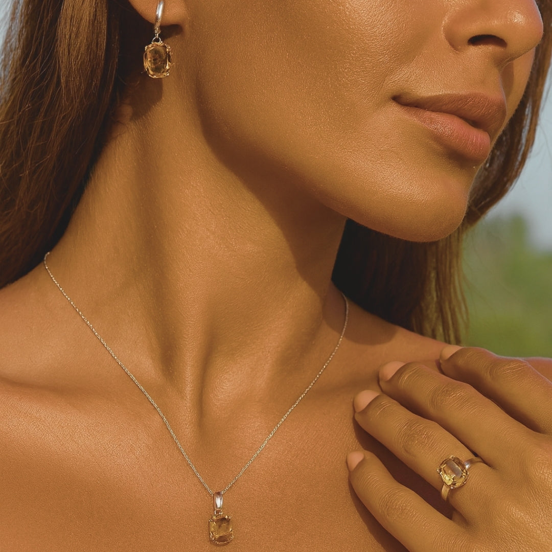 Zultanit Color- Changing Jewelry Gift Set | Sterling Silver Ring Earrings Necklace