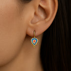 Boho Lapis Coral Earrings – One of a Kind Sterling Silver Bronze Spiral Drop Dangle