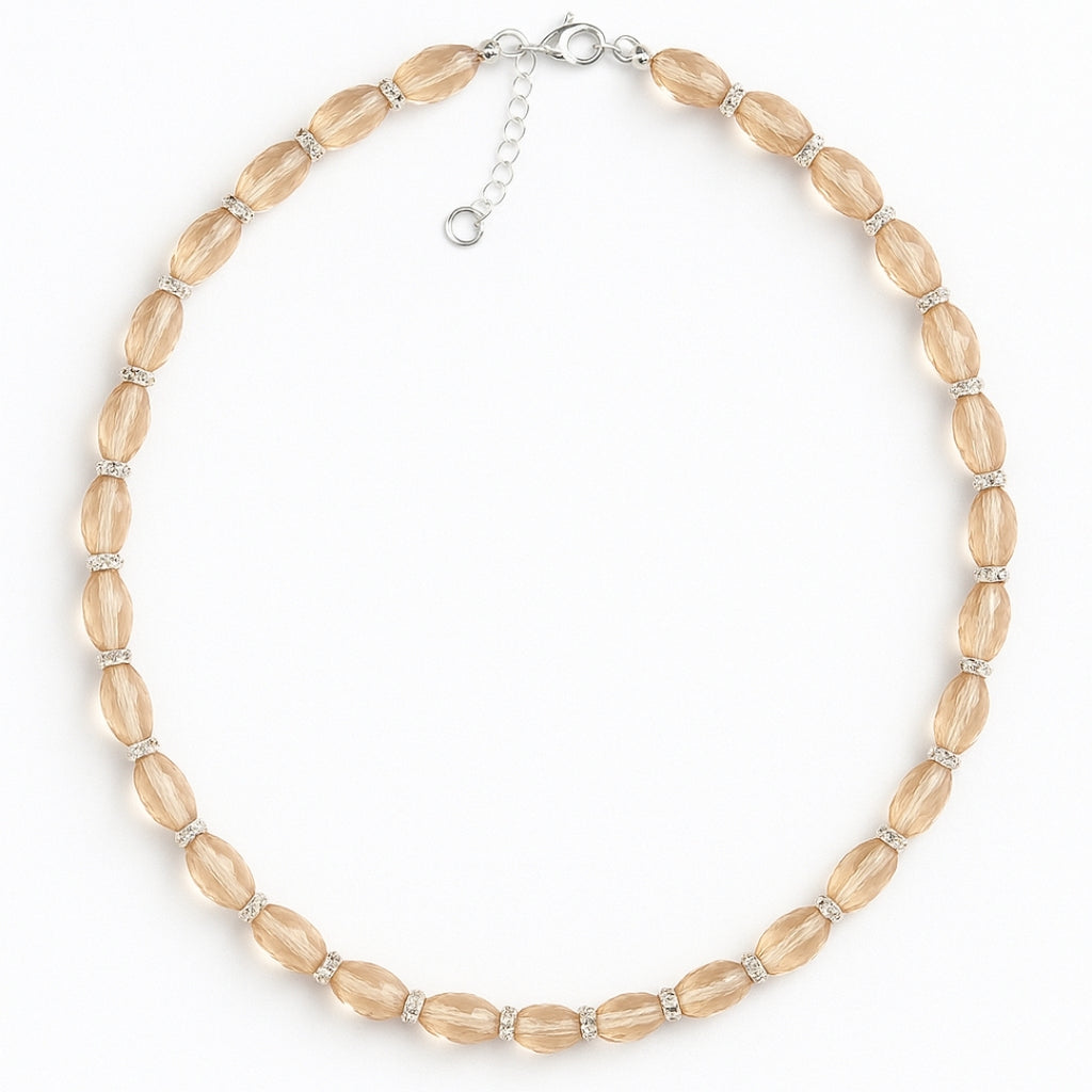 Champagne Zultanite Gemstone 925 Sterling Silver Necklace , 8x5mm Rice Cut Beads, Color Change Gemstone Jewelry,Unique Luxury Gift for Women