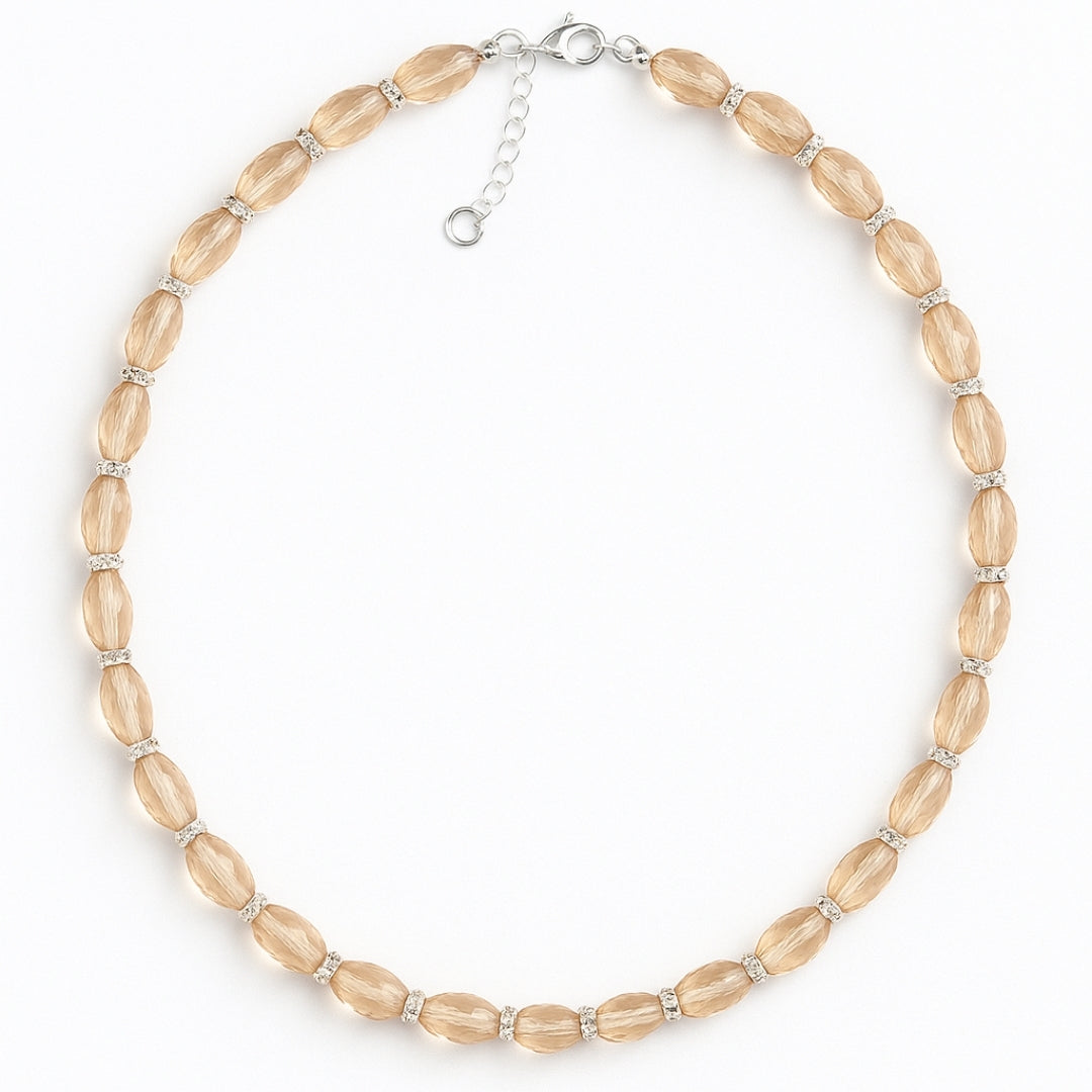 Champagne Zultanite Gemstone 925 Sterling Silver Necklace , 8x5mm Rice Cut Beads, Color Change Gemstone Jewelry,Unique Luxury Gift for Women