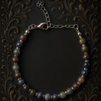 Ruby Sapphire Handmade Bracelet 6mm Faceted with Hematite & Clover Charm