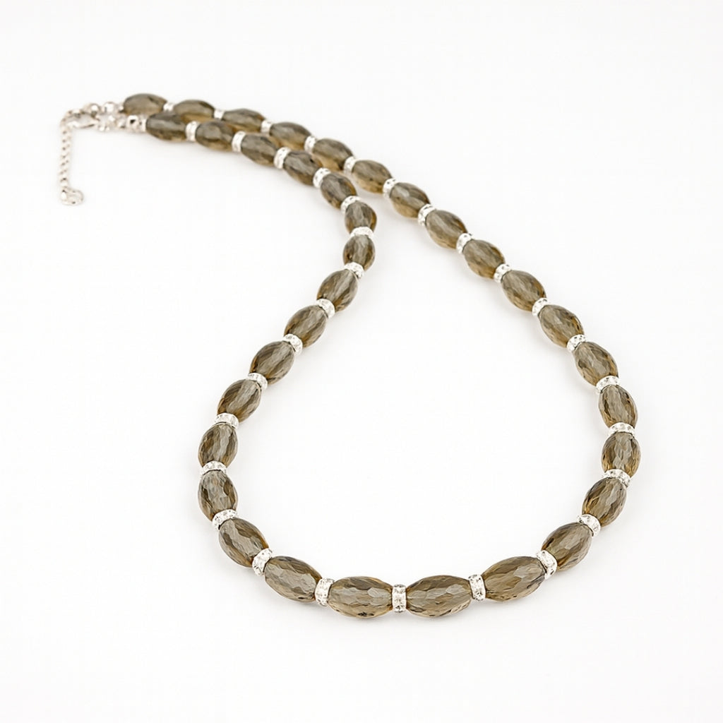 Champagne Zultanite Gemstone 925 Sterling Silver Necklace , 8x5mm Rice Cut Beads, Color Change Gemstone Jewelry,Unique Luxury Gift for Women