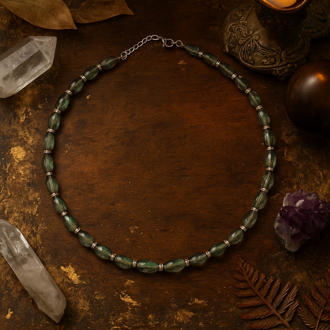 Champagne Zultanite Gemstone 925 Sterling Silver Necklace , 8x5mm Rice Cut Beads, Color Change Gemstone Jewelry,Unique Luxury Gift for Women
