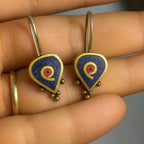 Boho Lapis Coral Earrings – One of a Kind Sterling Silver Bronze Spiral Drop Dangle