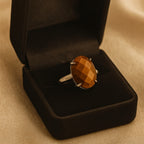 Tiger Eye Auric Shield Ring | Adjustable Silver Plated Natural Gemstone