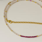 Morganite Ruby Dainty Necklace | 2 mm Faceted Gemstones | 18K Gold-Plated
