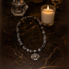 Rutilated Quartz Necklace 8mm|Premium Hand-Knotted Beads | 925 Silver Compass Rose Pendant