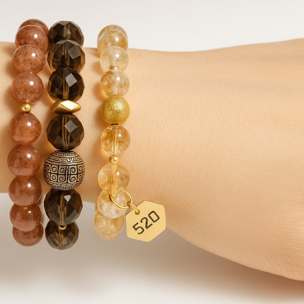 520 Citrine Money Magnet Bracelet 8mm |  18K Gold-Plated |